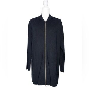 Eileen Fisher Merino Wool Long Line Ribbed Cardigan‎